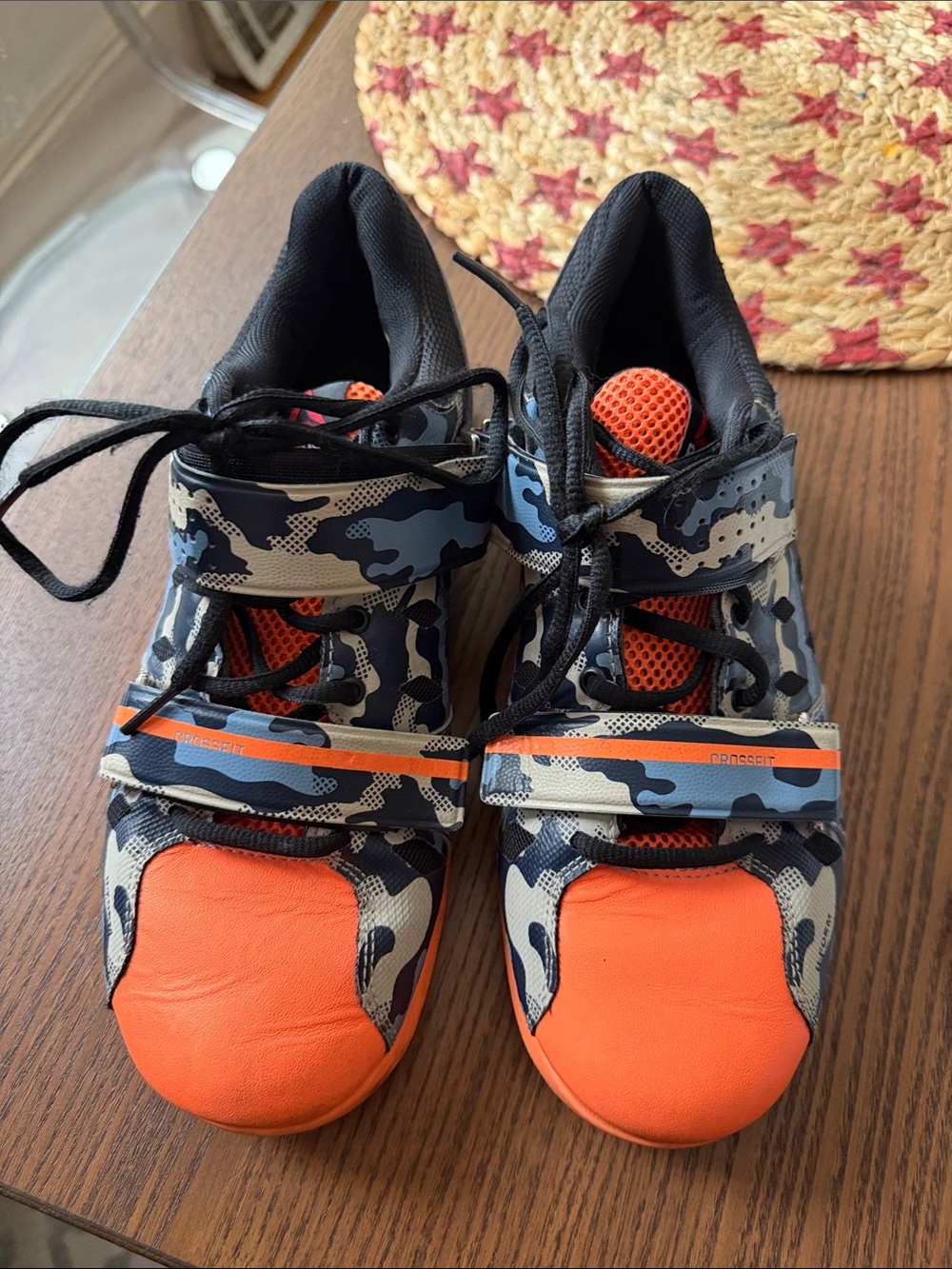 Reebok lifters  Orange and Blue Camo Velcro Sneakers